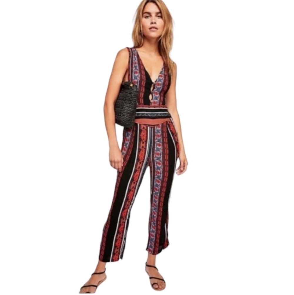 Free People Womens All Shook Up Colorful‎ Jumpsuit Size 4